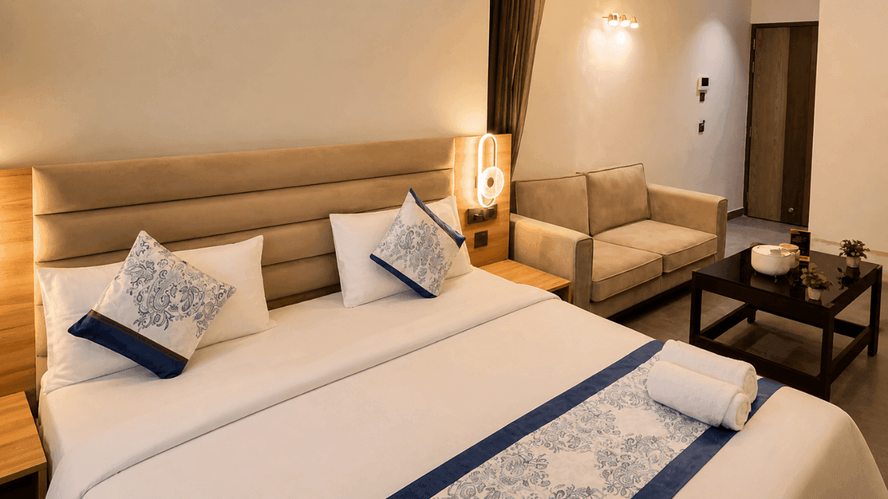 ZenithSuites Noida serviced suites overlooking the Yamuna river and city skyline, photo 18