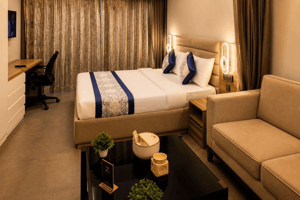 ZenithSuites Noida serviced suites overlooking the Yamuna river and city skyline, photo 17