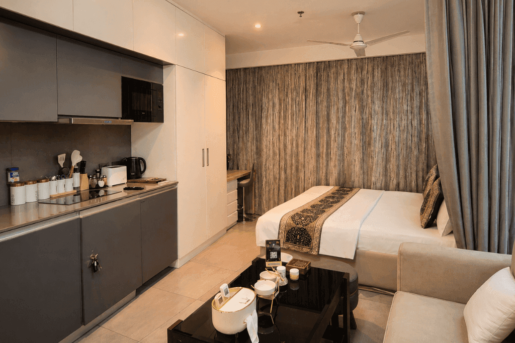 ZenithSuites Noida serviced suites overlooking the Yamuna river and city skyline, photo 8